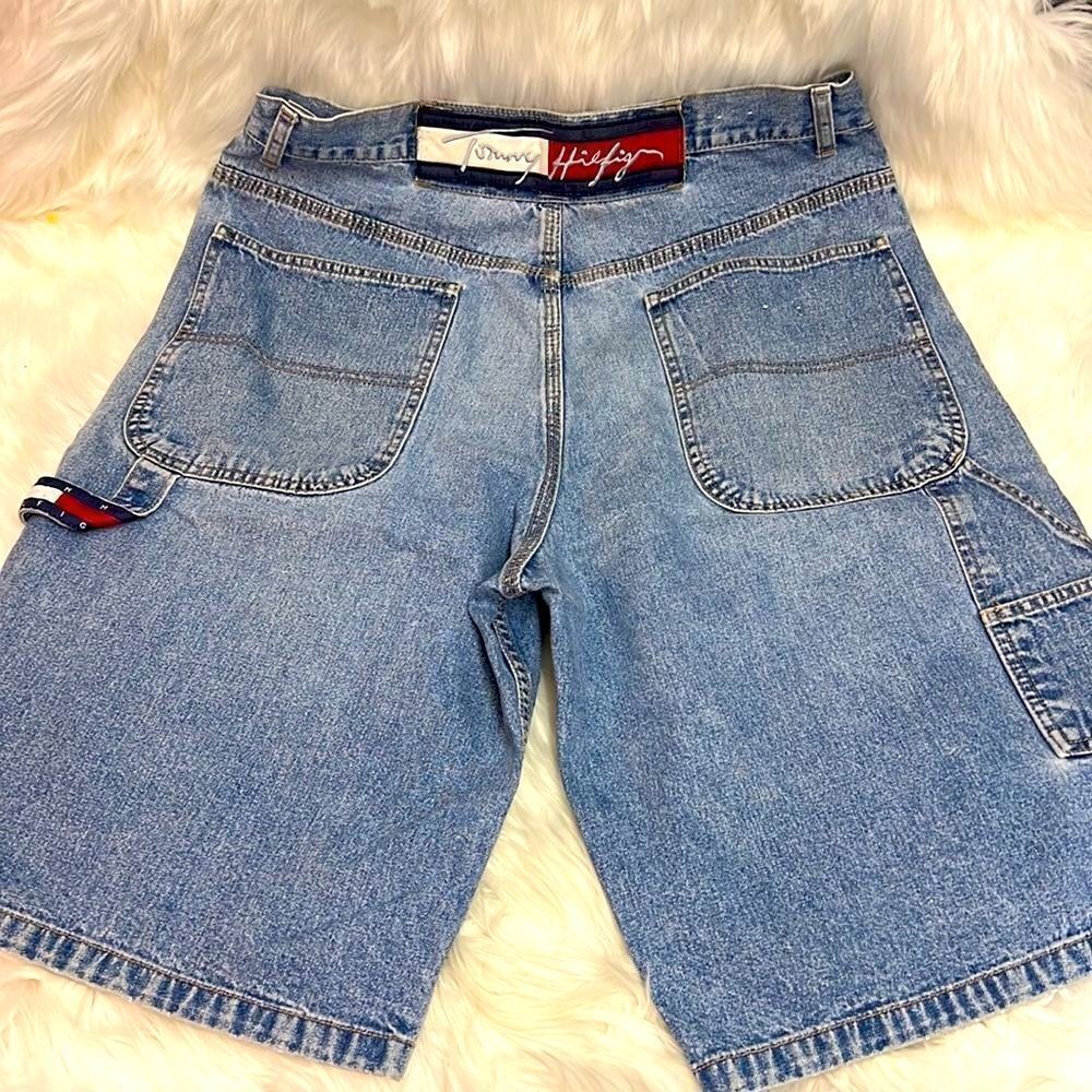 Vintage Y2K Shorts Blue Denim Carpenter Style Men's 34 Tommy Hilfiger Jeans C21‎